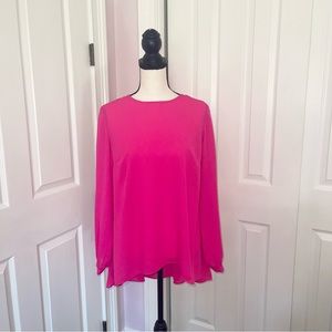 Vince Camuto long slit sleeve crew neck tunic barbie core blouse, size medium